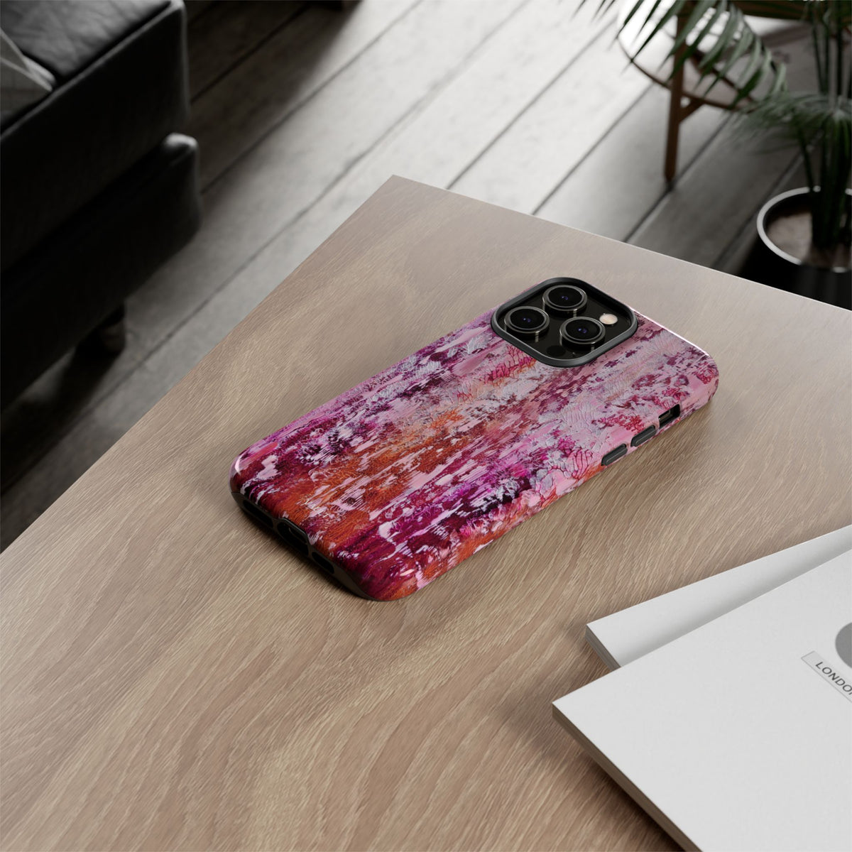 Pink Abstract Art Tough Phone Case — Protective Artistic Phone Cover