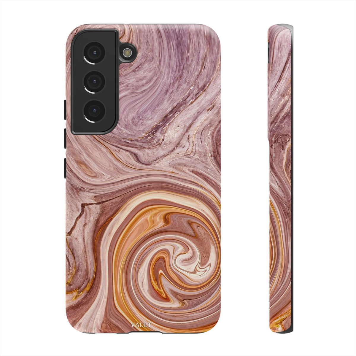 Marble Swirl Phone Case — Pink & Gold Abstract Tough Case