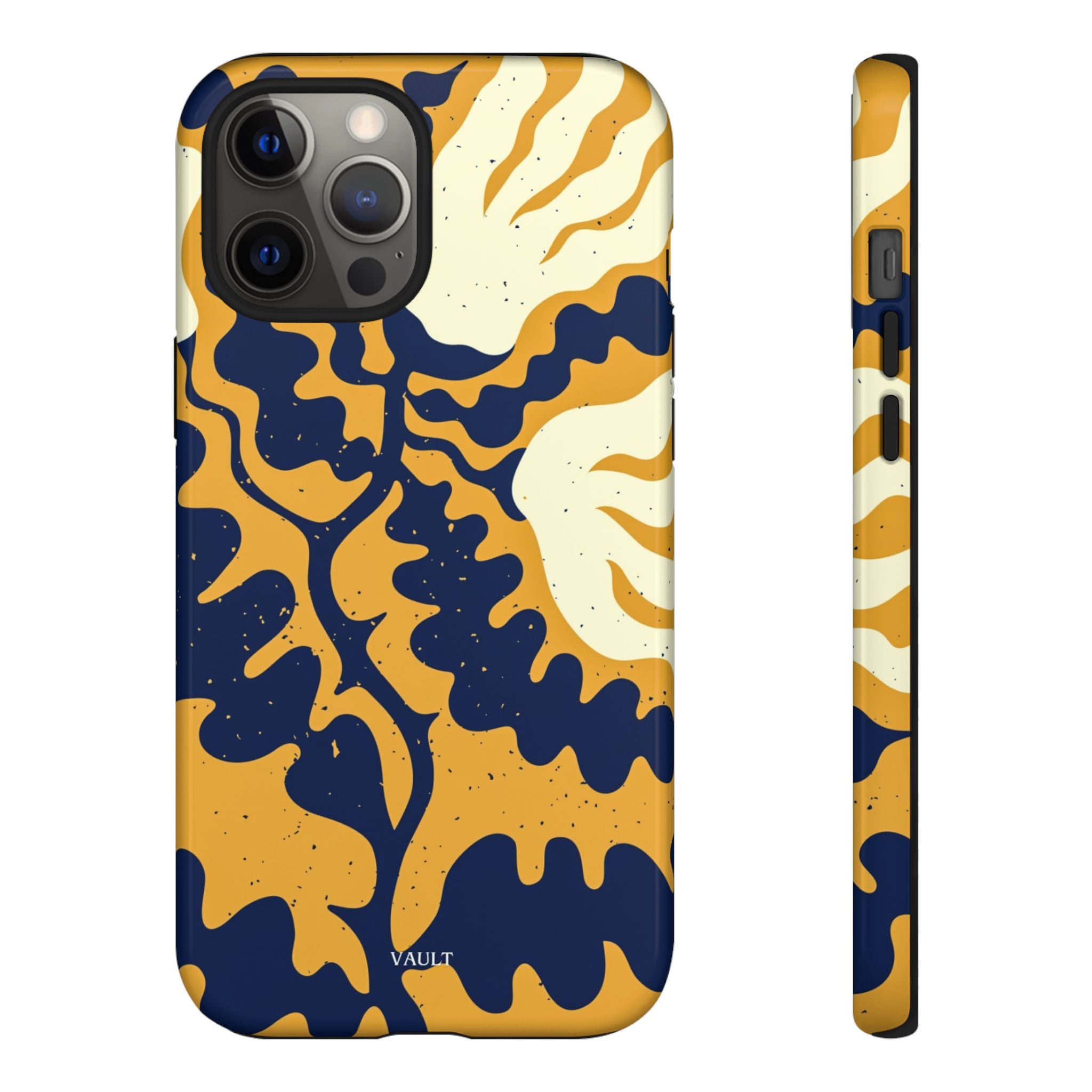 Bold Abstract Floral Phone Case (Navy & Mustard)
