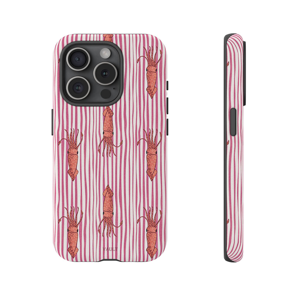Squid Stripe Phone Case — Pink Nautical Sea Creature Pattern