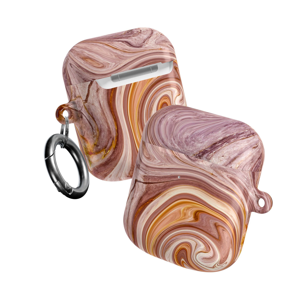 Marble Swirl AirPod Case — Pink & Gold Abstract Protective Cover