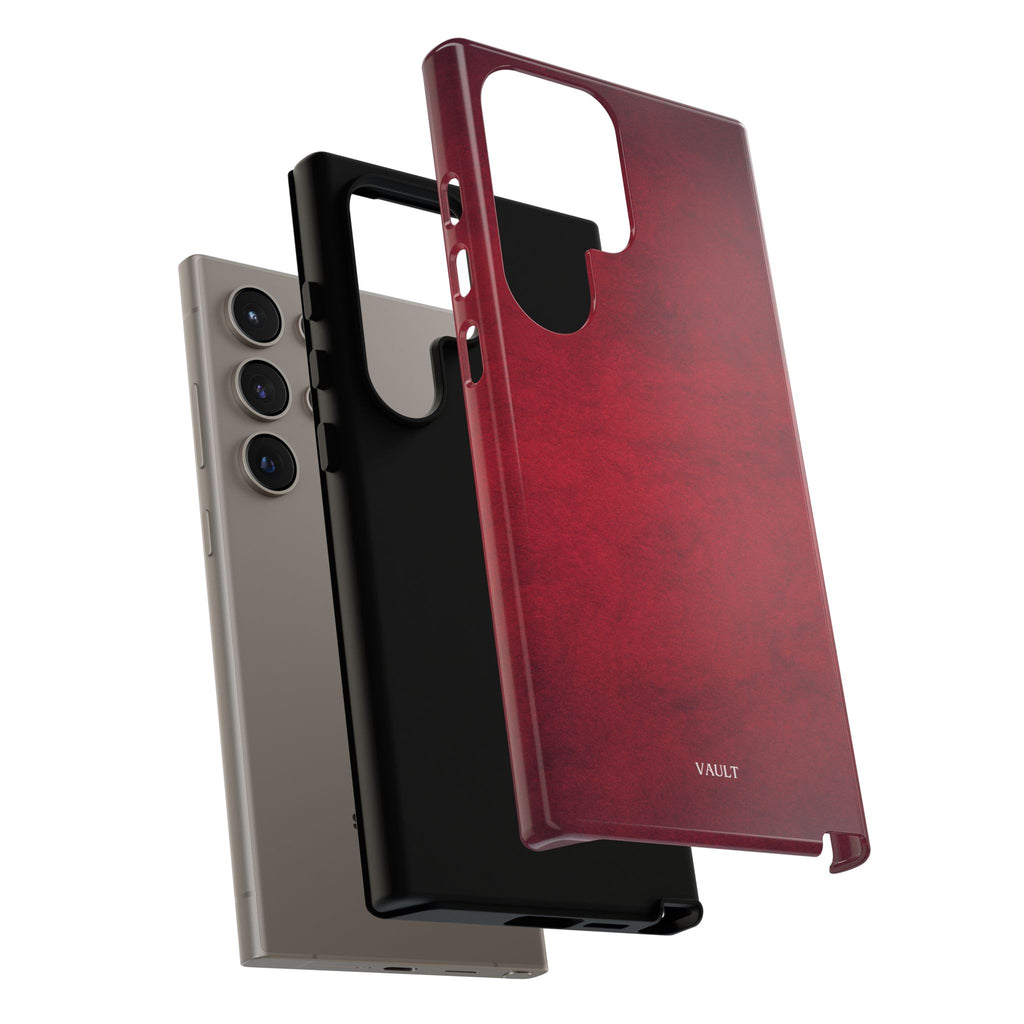 Red Leather Texture Phone Case Impact-Resistant Case