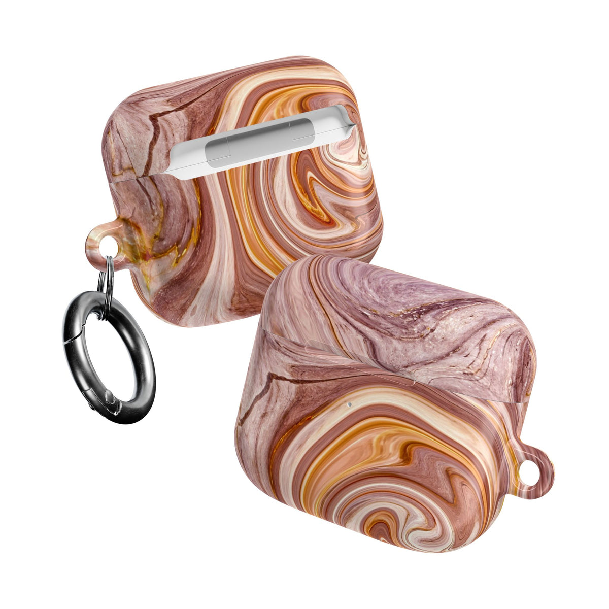 Marble Swirl AirPod Case — Pink & Gold Abstract Protective Cover