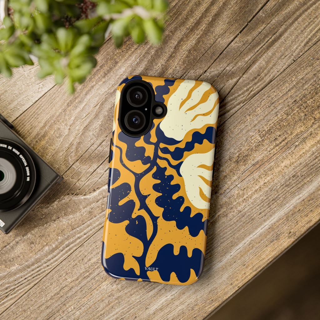 Bold Abstract Floral Phone Case (Navy & Mustard)