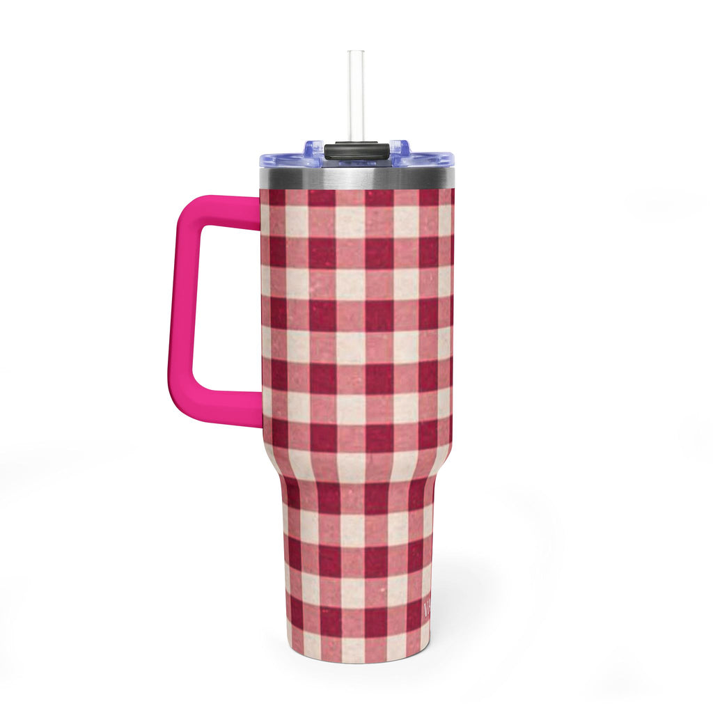 40oz Vacuum Tumbler — Red Buffalo Plaid Insulated Travel Mug