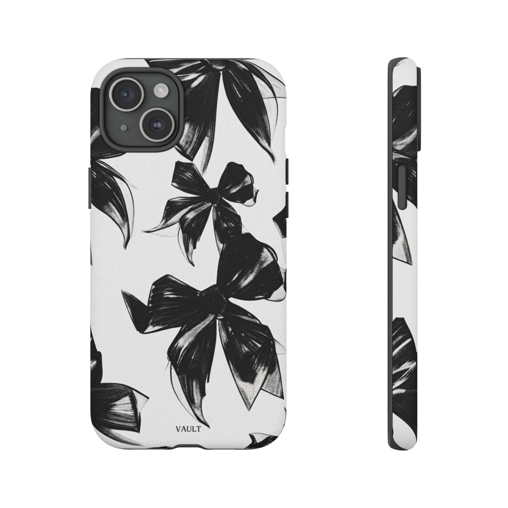 Floral Brushstroke Phone Case — Black & White Botanical Tough Case