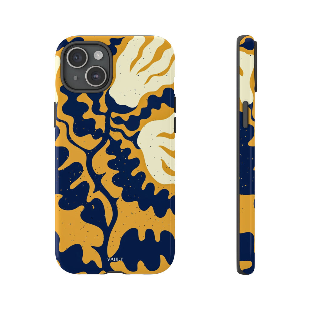 Bold Abstract Floral Phone Case (Navy & Mustard)