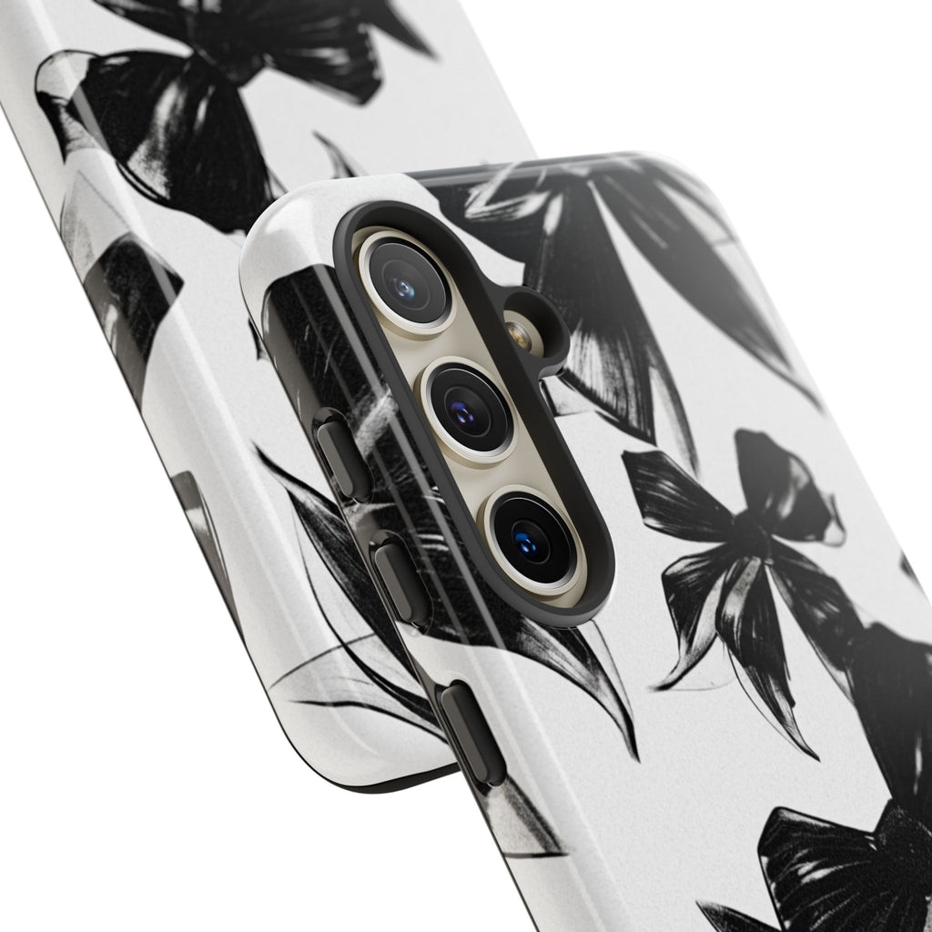 Floral Brushstroke Phone Case — Black & White Botanical Tough Case