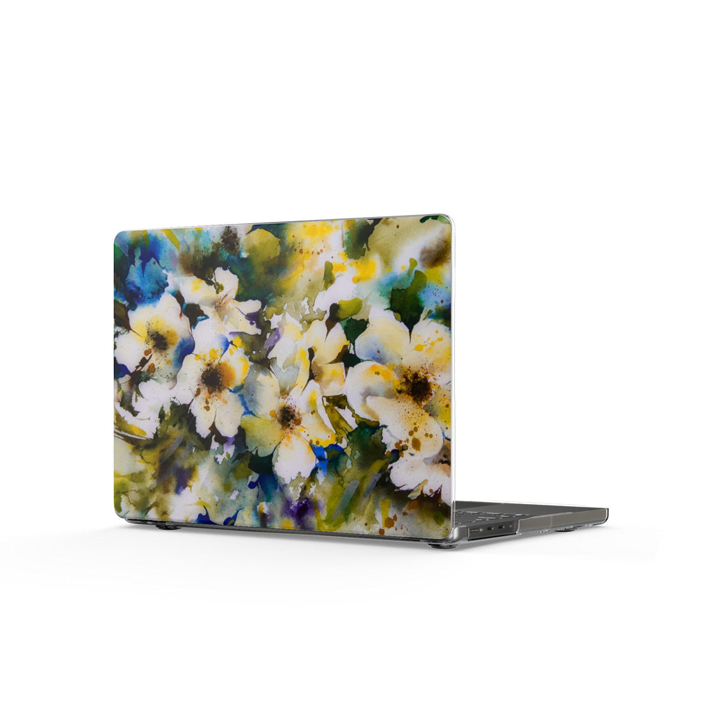 Floral Watercolor Clear MacBook Case — White Blossom Laptop Cover