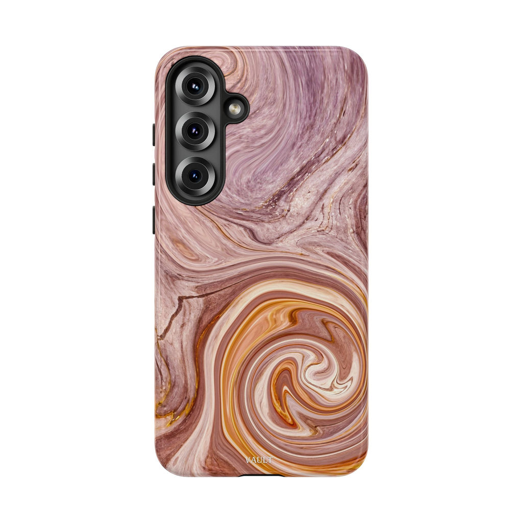 Marble Swirl Phone Case — Pink & Gold Abstract Tough Case