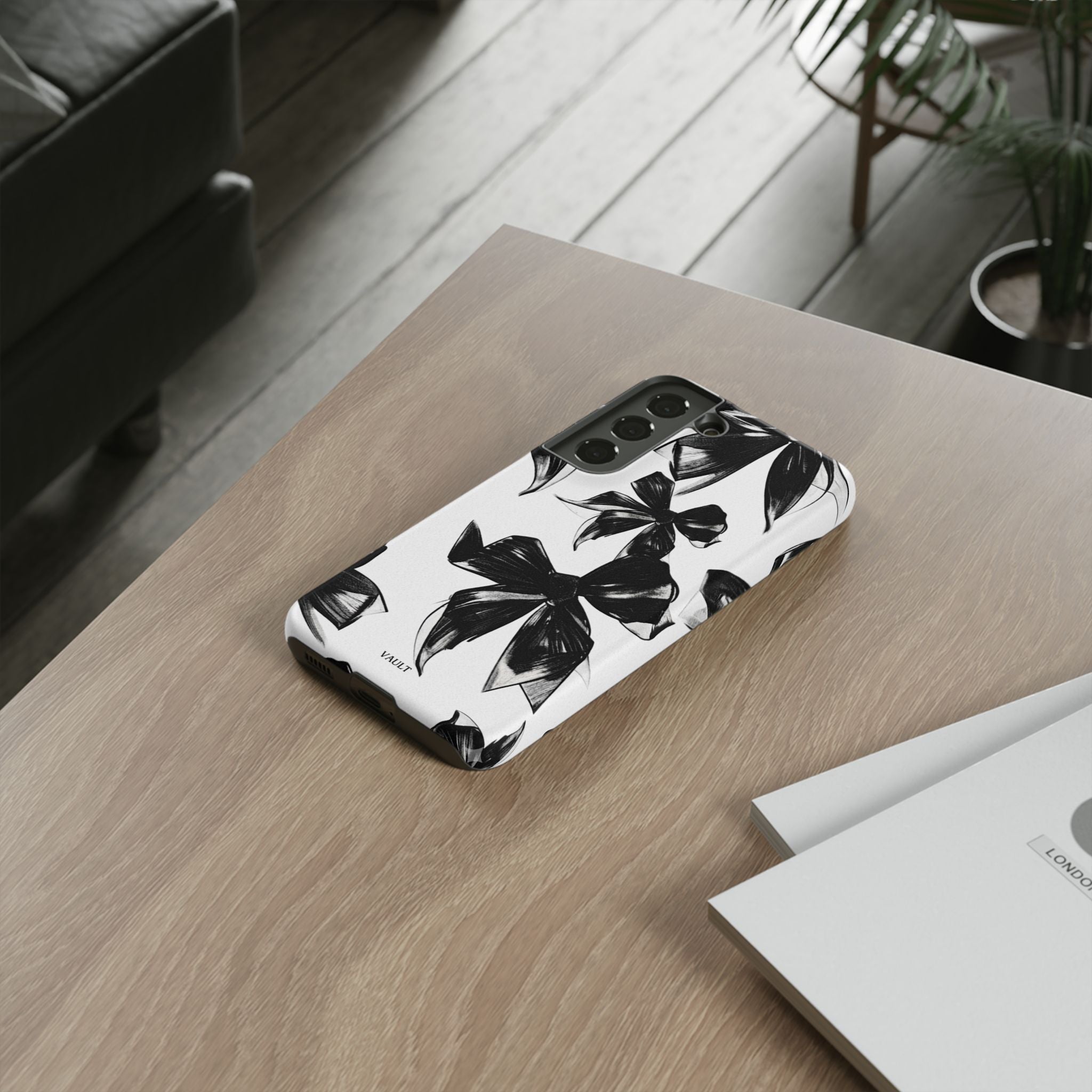 Floral Brushstroke Phone Case — Black & White Botanical Tough Case