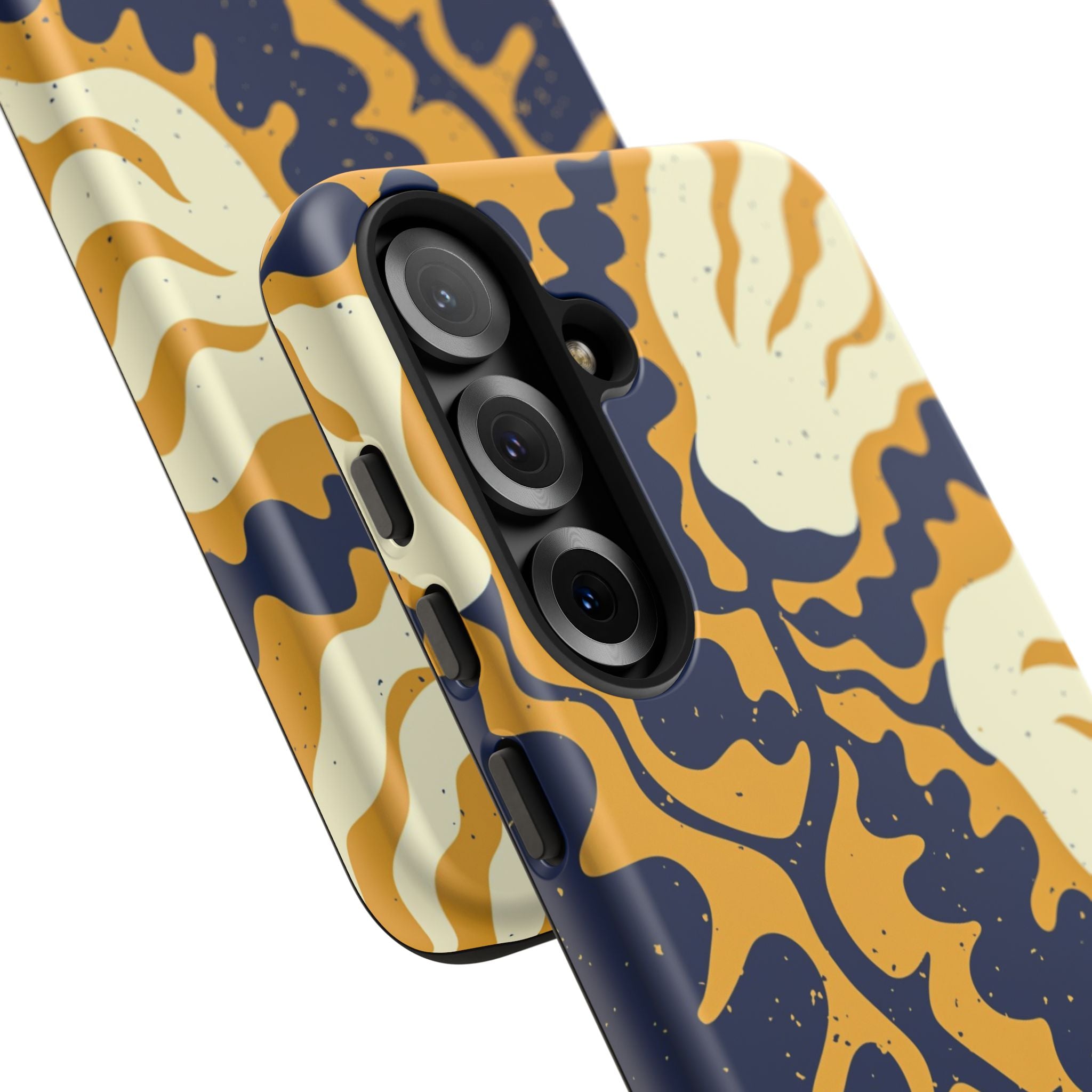 Bold Abstract Floral Phone Case (Navy & Mustard)