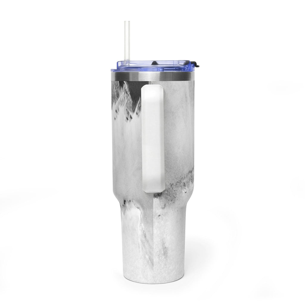 40oz Marble Vacuum Tumbler — Insulated Travel Mug with Handle