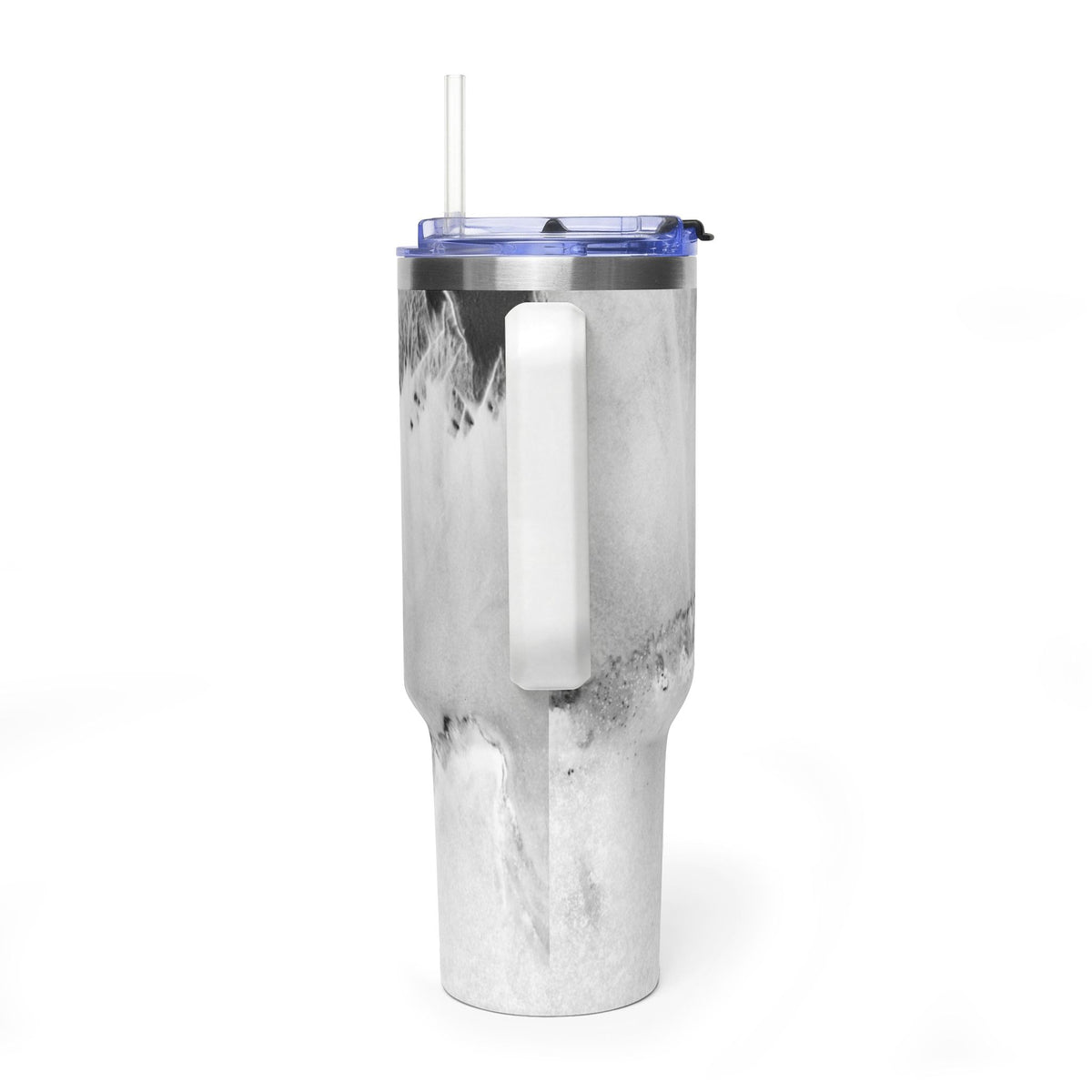 40oz Marble Vacuum Tumbler — Insulated Travel Mug with Handle