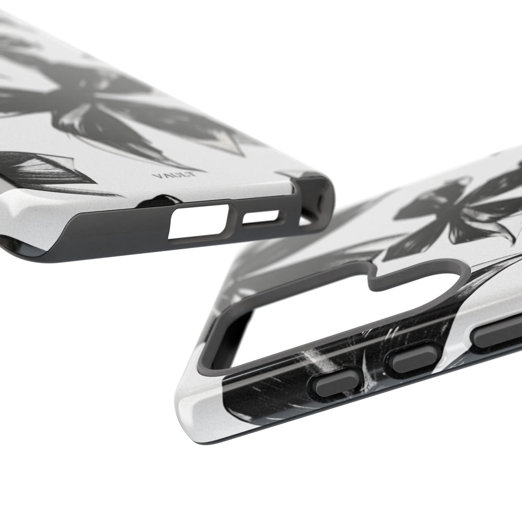Floral Brushstroke Phone Case — Black & White Botanical Tough Case