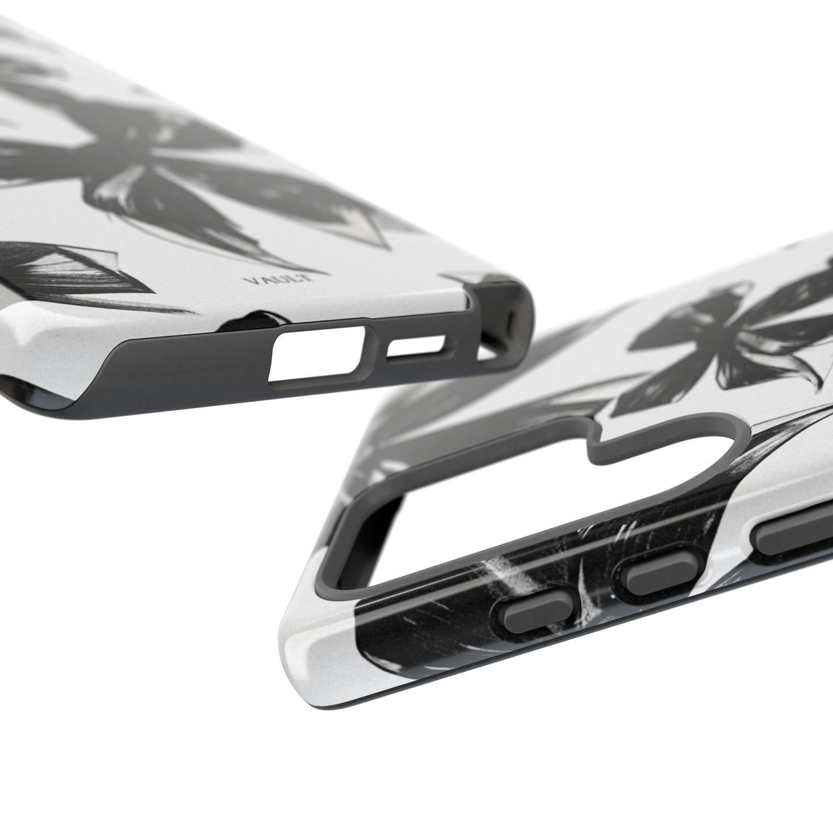 Floral Brushstroke Phone Case — Black & White Botanical Tough Case