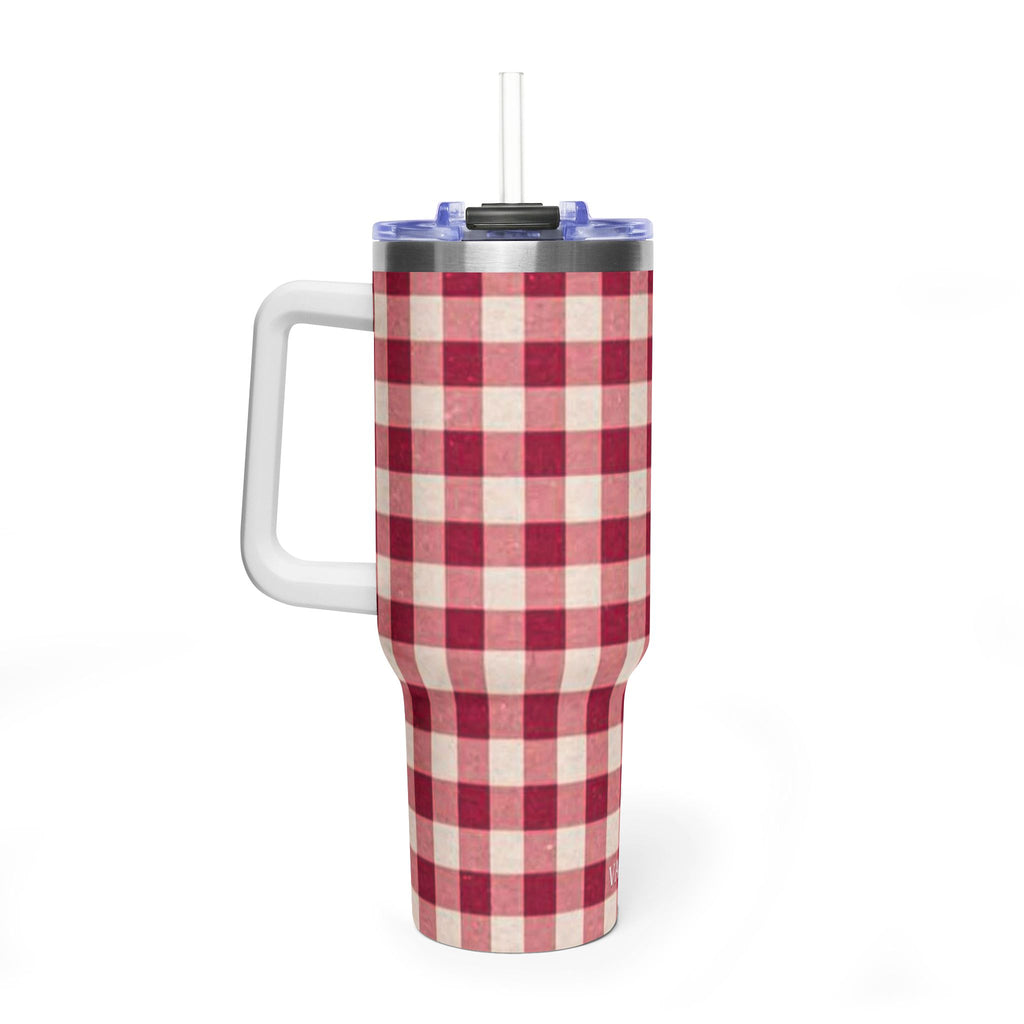 40oz Vacuum Tumbler — Red Buffalo Plaid Insulated Travel Mug