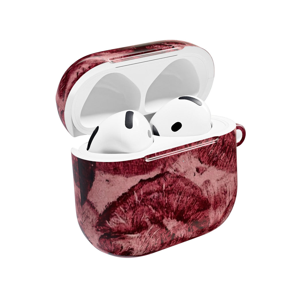 Maroon Kiss-Print AirPod Case