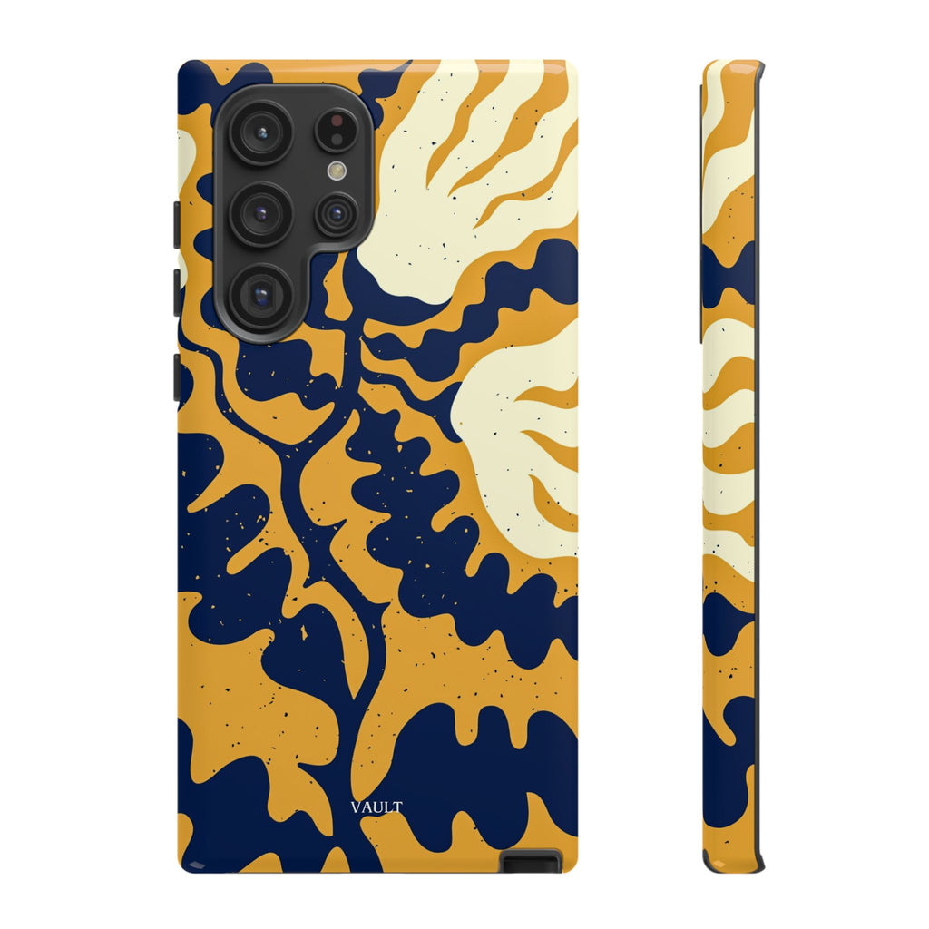 Bold Abstract Floral Phone Case (Navy & Mustard)