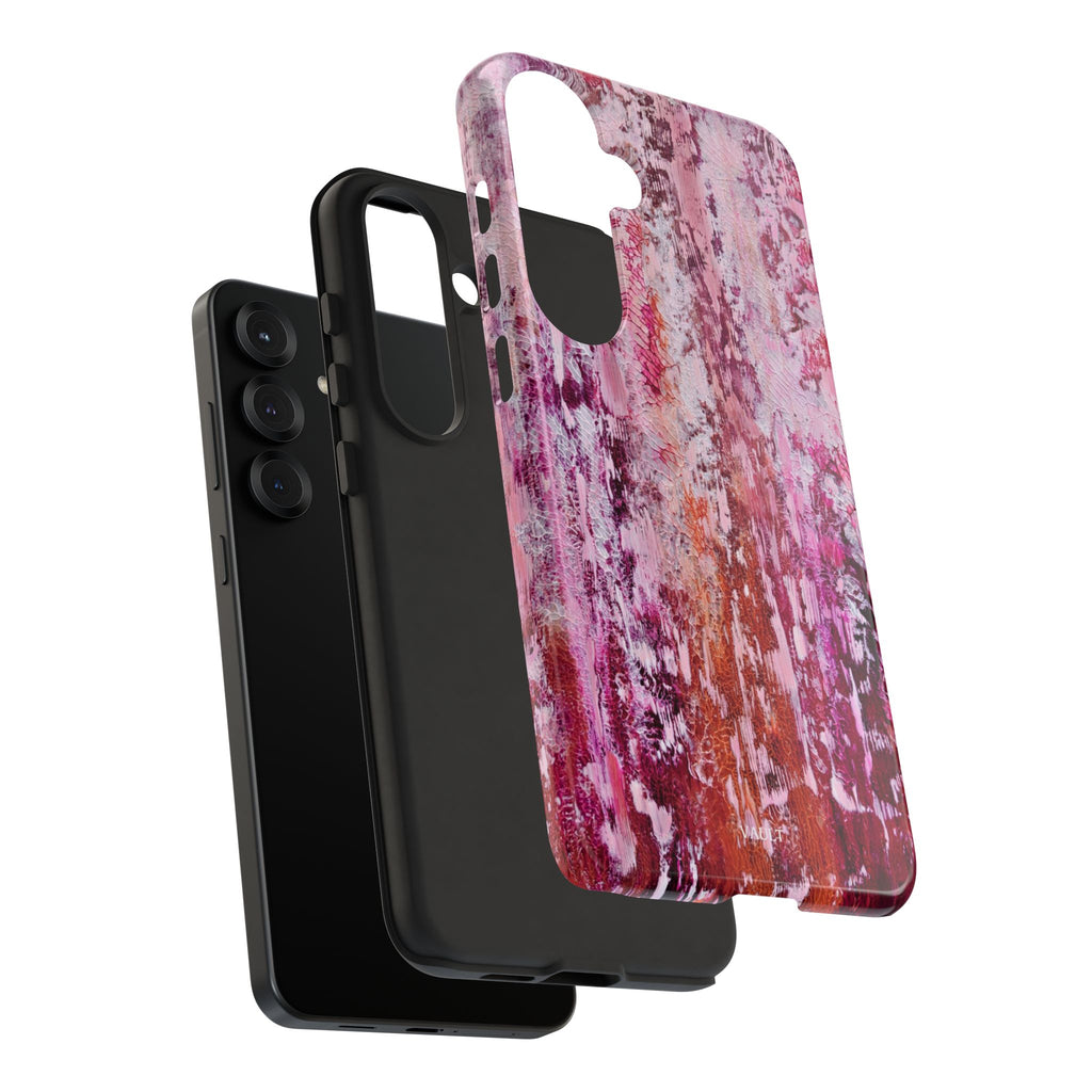 Pink Abstract Art Tough Phone Case — Protective Artistic Phone Cover