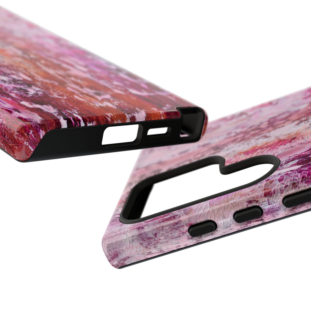 Pink Abstract Art Tough Phone Case — Protective Artistic Phone Cover