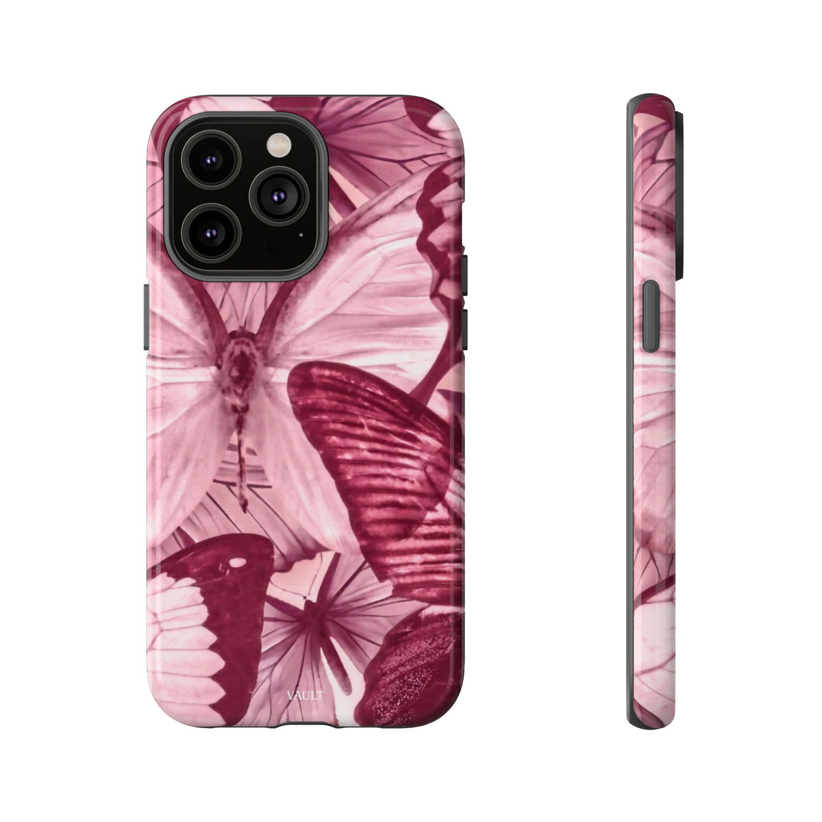 Butterfly Tough Phone Case — Vintage Pink Floral Protective Cover