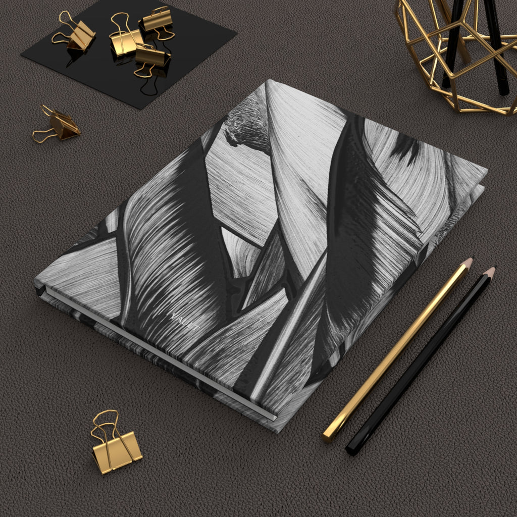 Monochrome Tropical Leaves Hardcover Journal