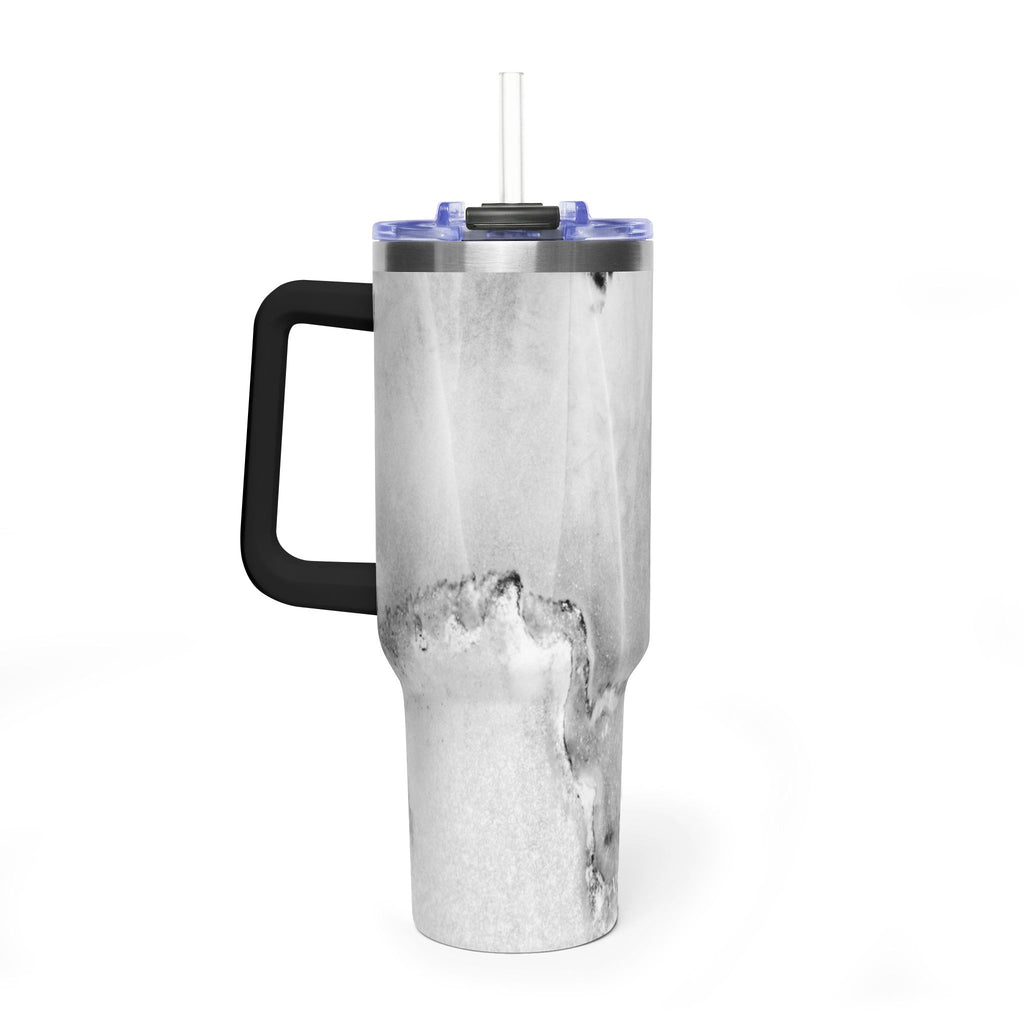 40oz Marble Vacuum Tumbler — Insulated Travel Mug with Handle