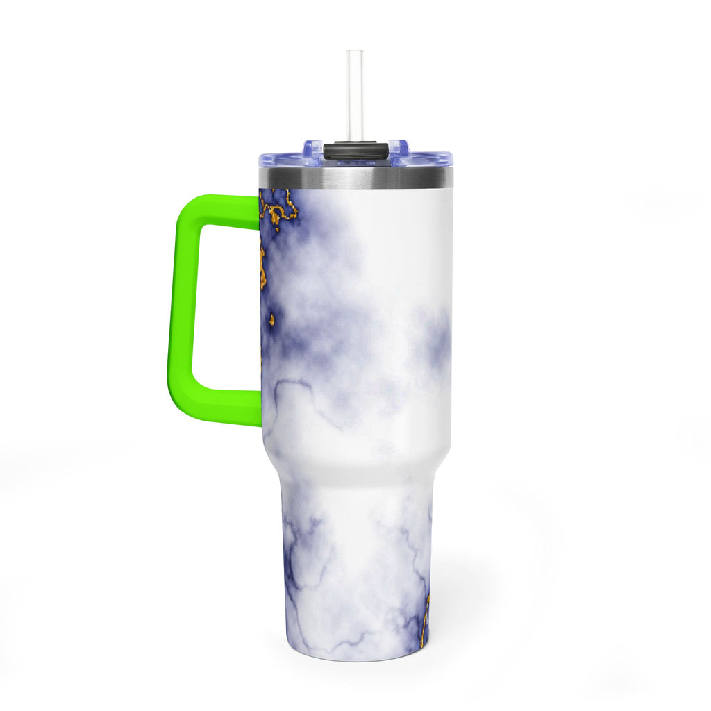40oz Marble Thermal Tumbler - Blue & Gold Veined Vacuum Cup