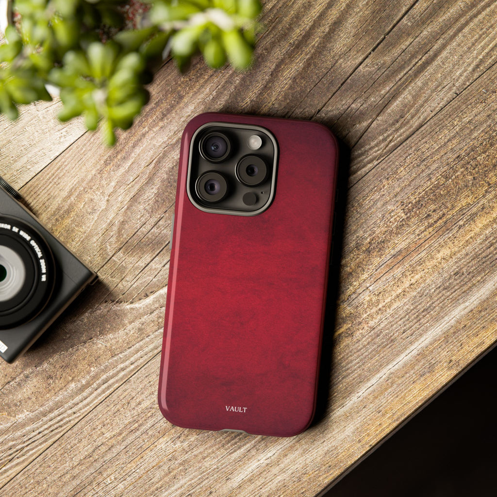 Red Leather Texture Phone Case Impact-Resistant Case