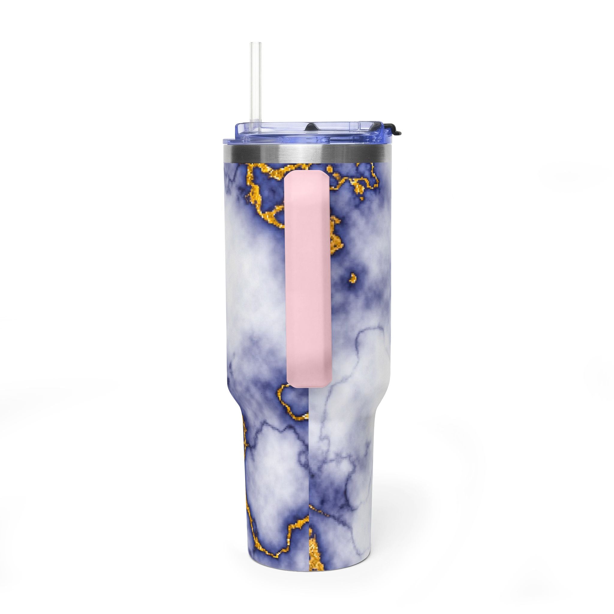 40oz Marble Thermal Tumbler - Blue & Gold Veined Vacuum Cup