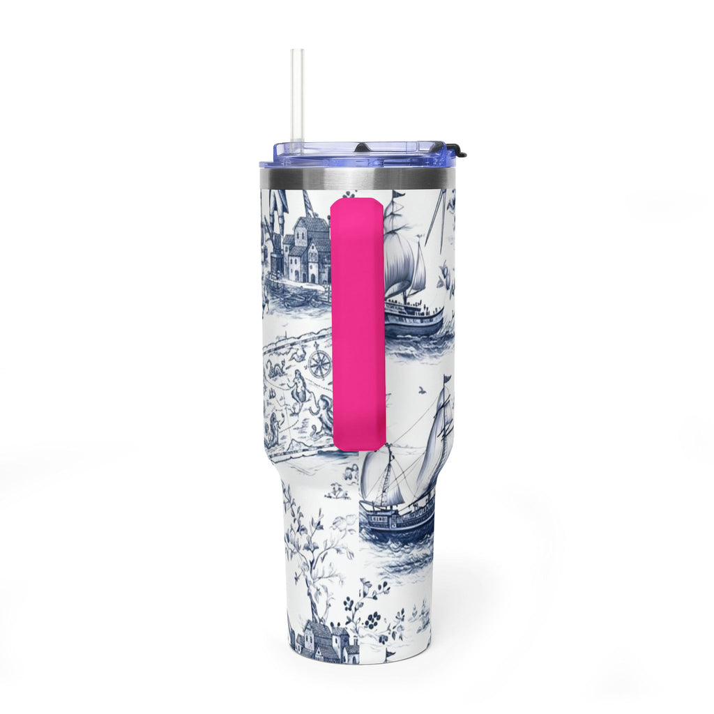 Nautical Blue Toile 40oz Thermal Tumbler
