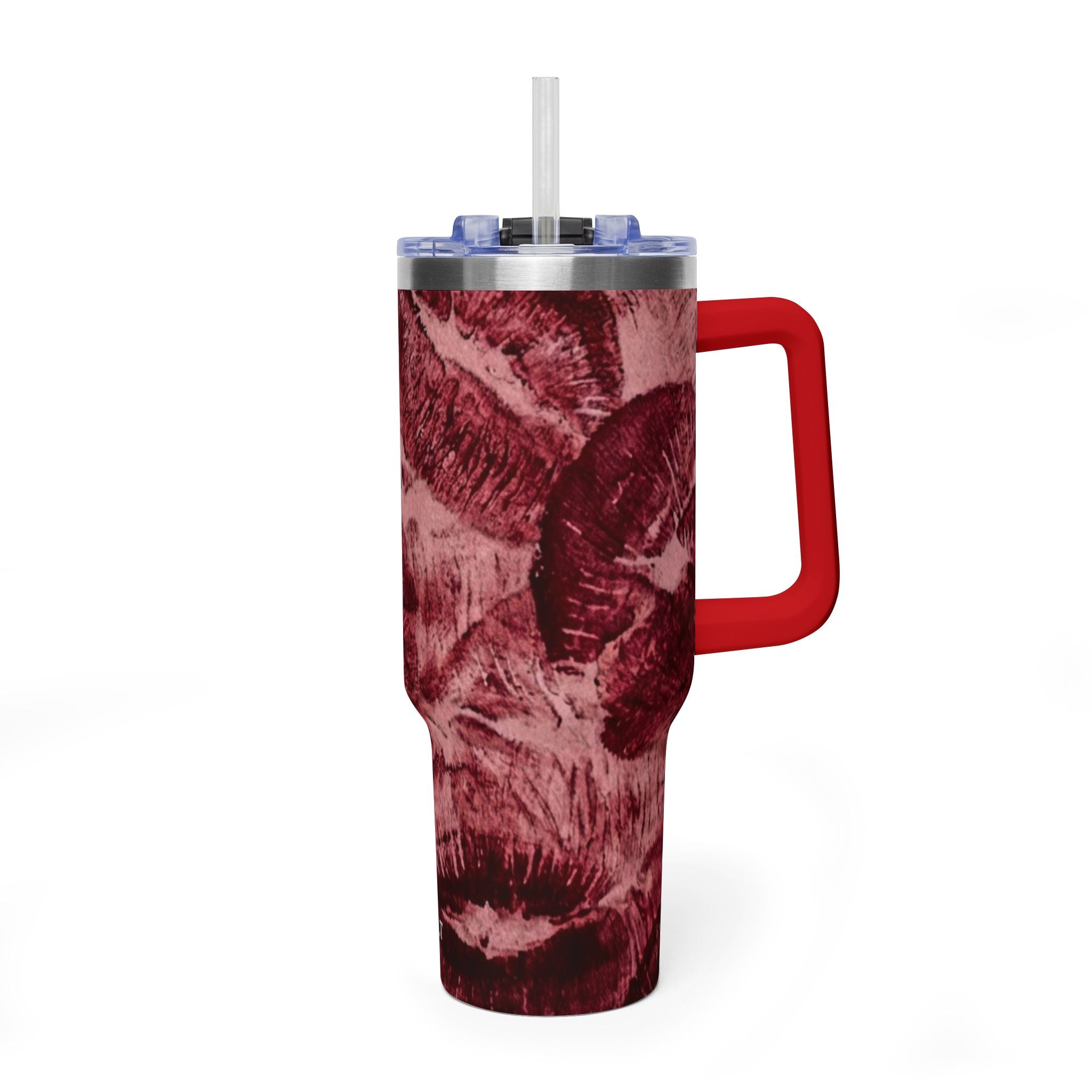 40oz Vacuum Tumbler - Burgundy Rose Marble Insulated Travel Cup