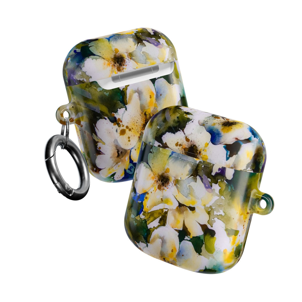 Floral Watercolor AirPod Case — White & Yellow Blossom Protective Cover