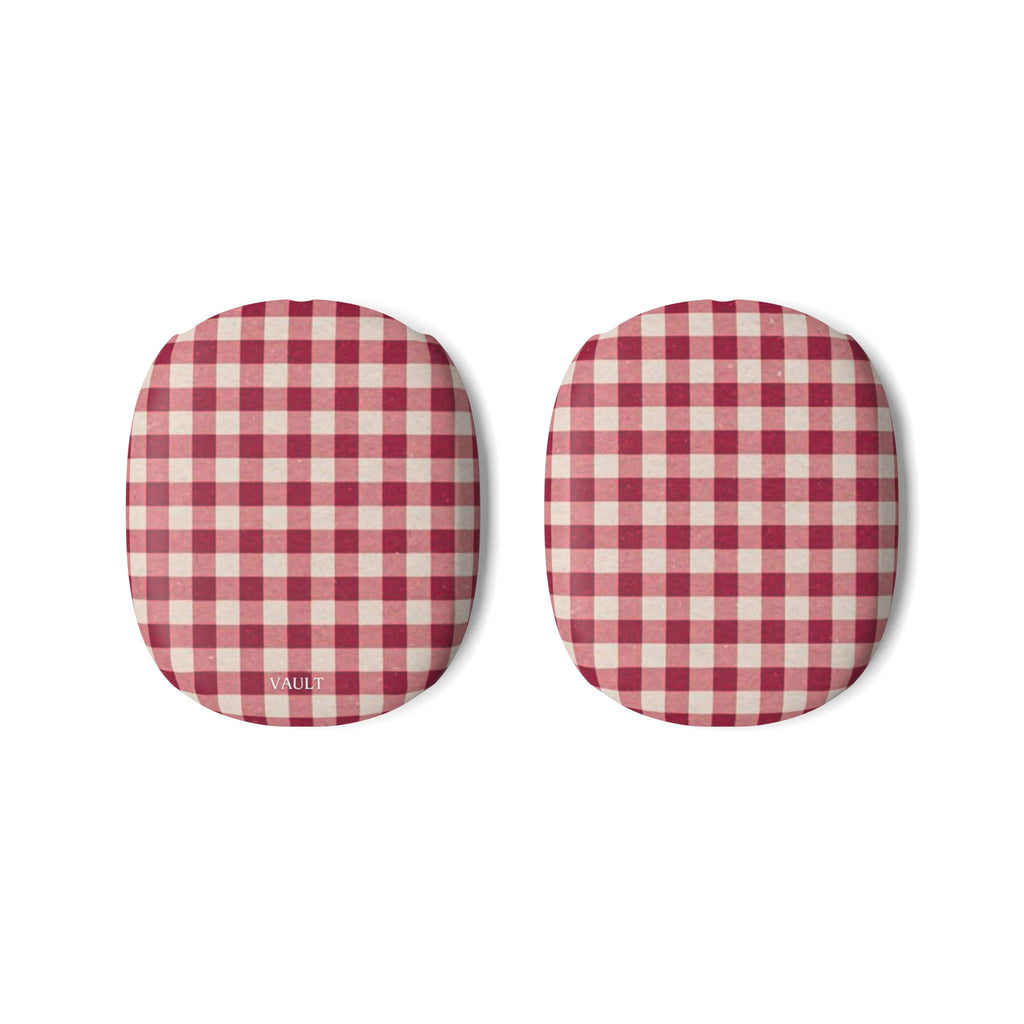 Plaid AirPod Max Ear Cup Covers — Red Gingham Protective Skins