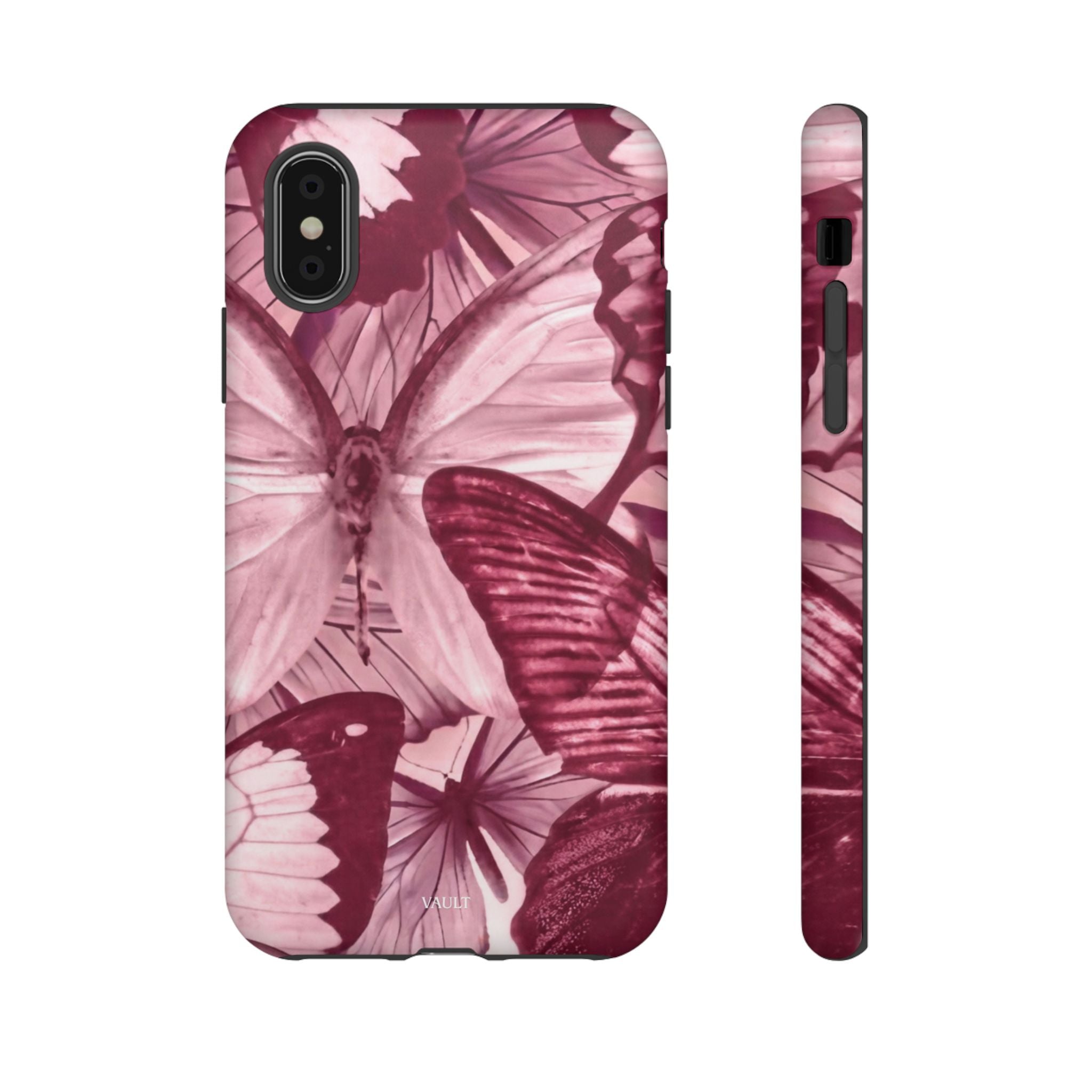 Butterfly Tough Phone Case — Vintage Pink Floral Protective Cover