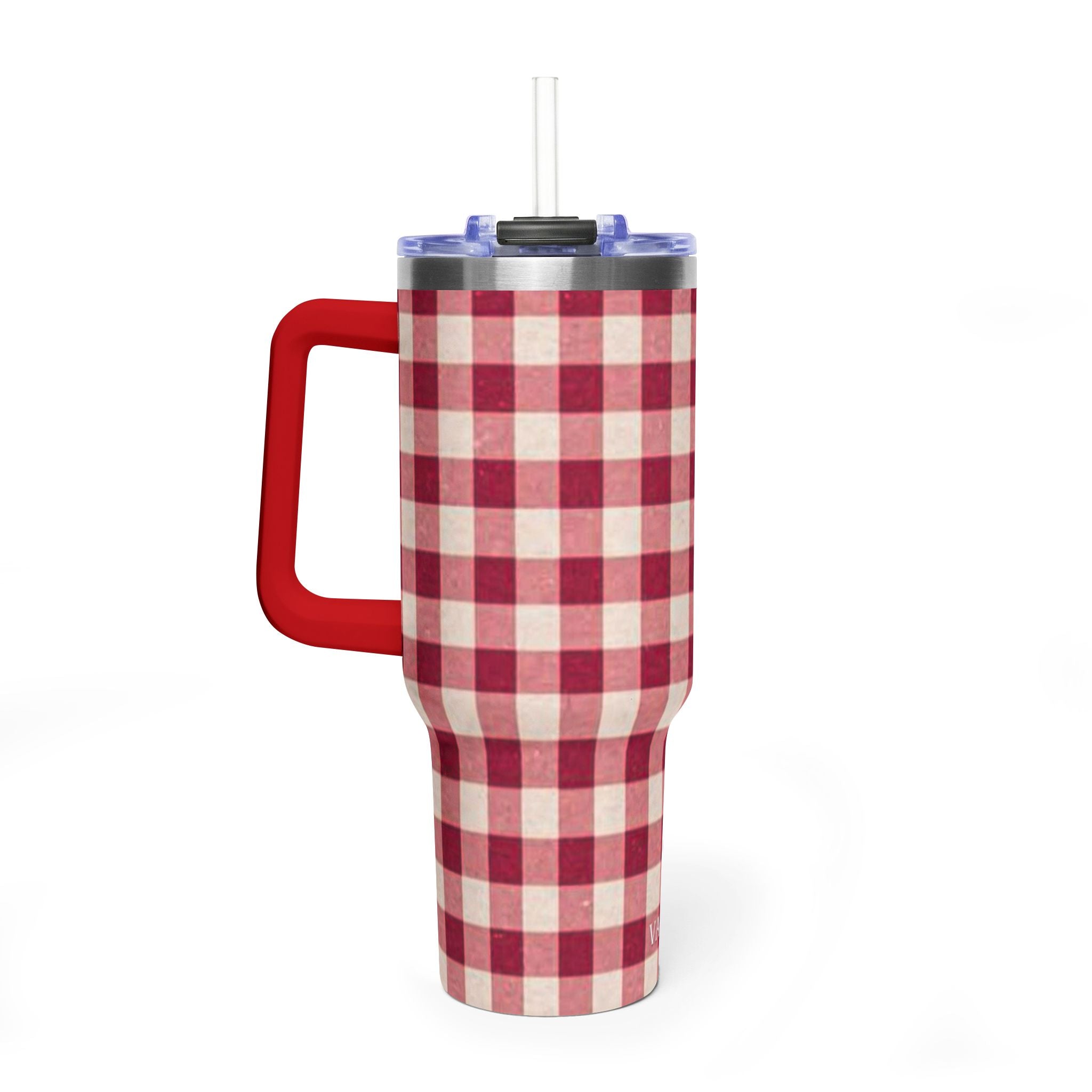 40oz Vacuum Tumbler — Red Buffalo Plaid Insulated Travel Mug