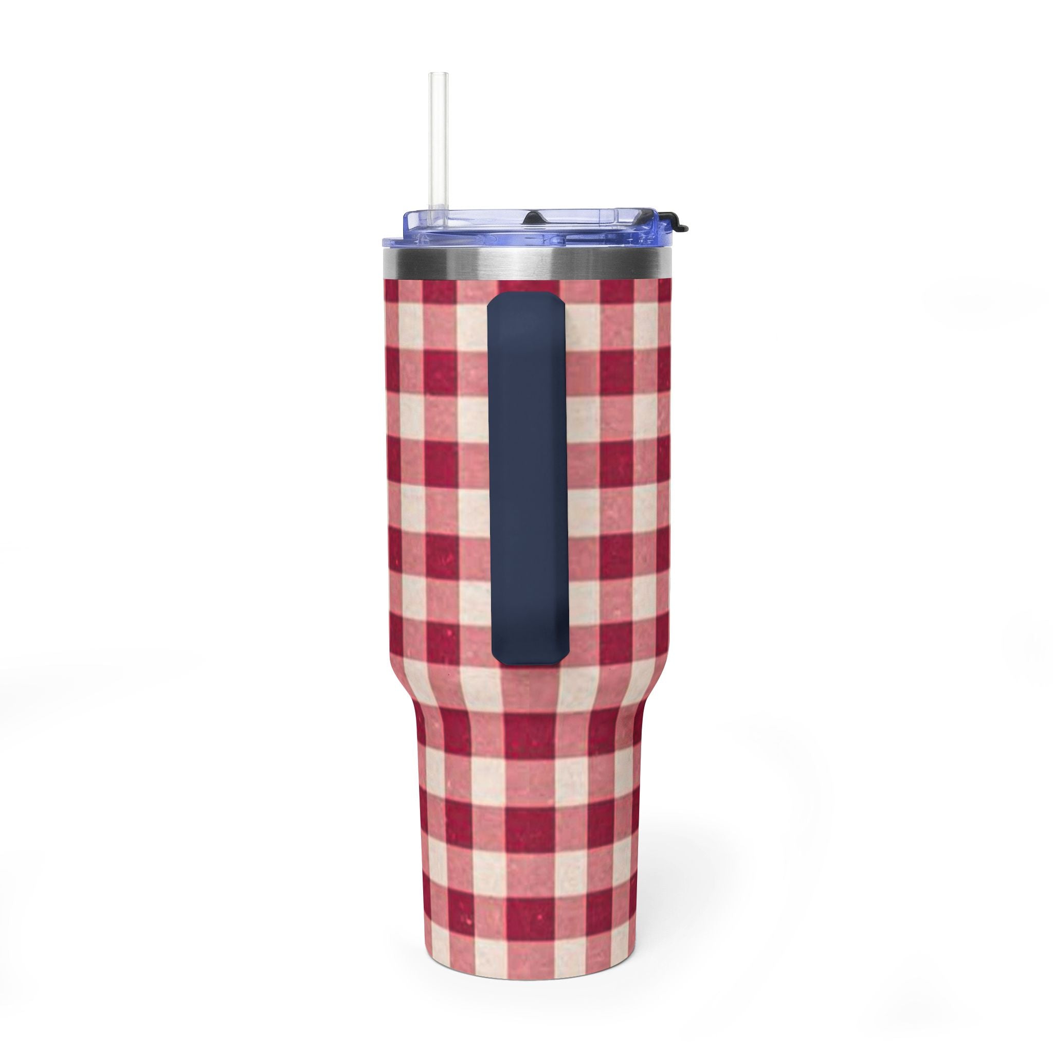 40oz Vacuum Tumbler — Red Buffalo Plaid Insulated Travel Mug