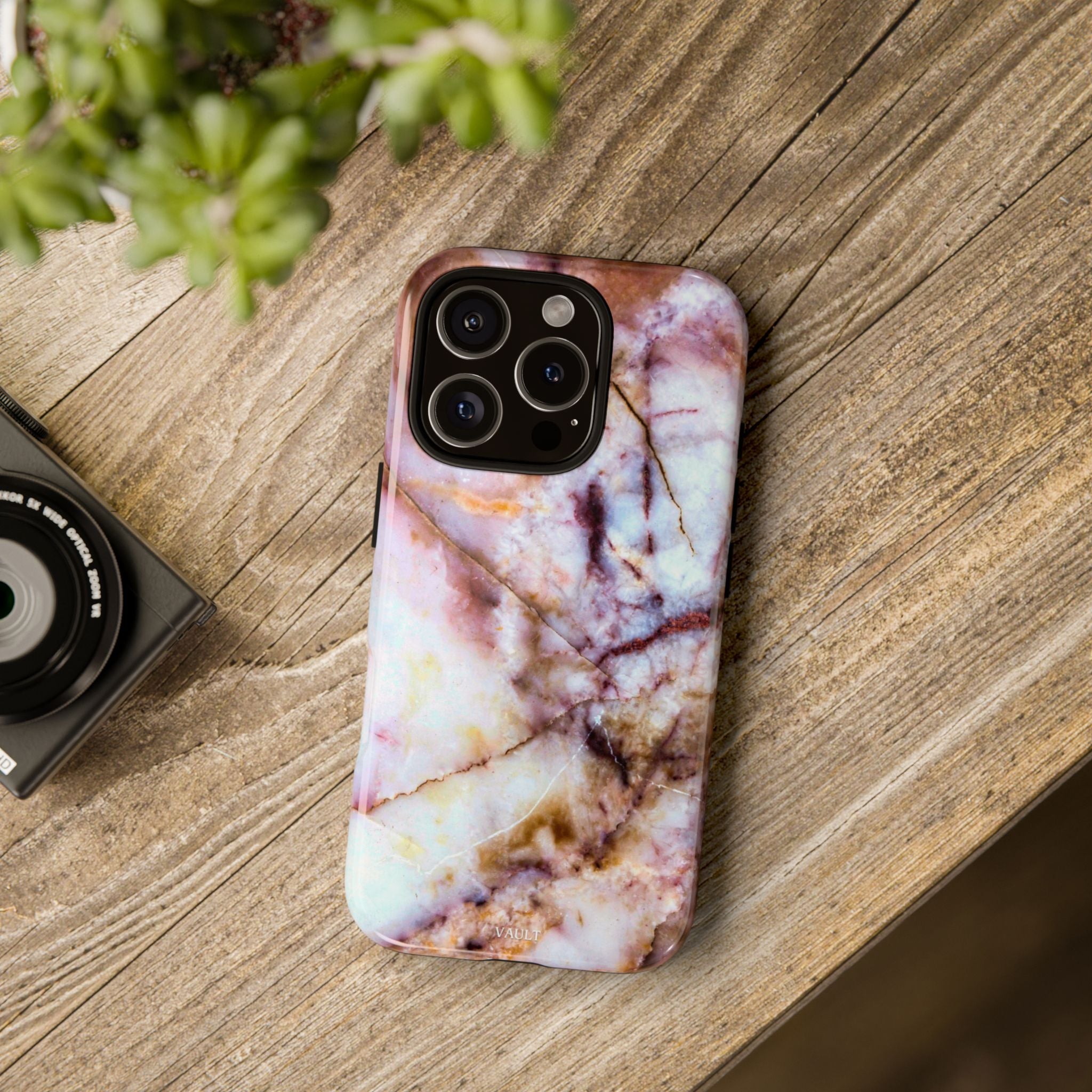 Marble Vein Tough Phone Case — Pink Quartz Protective Cover