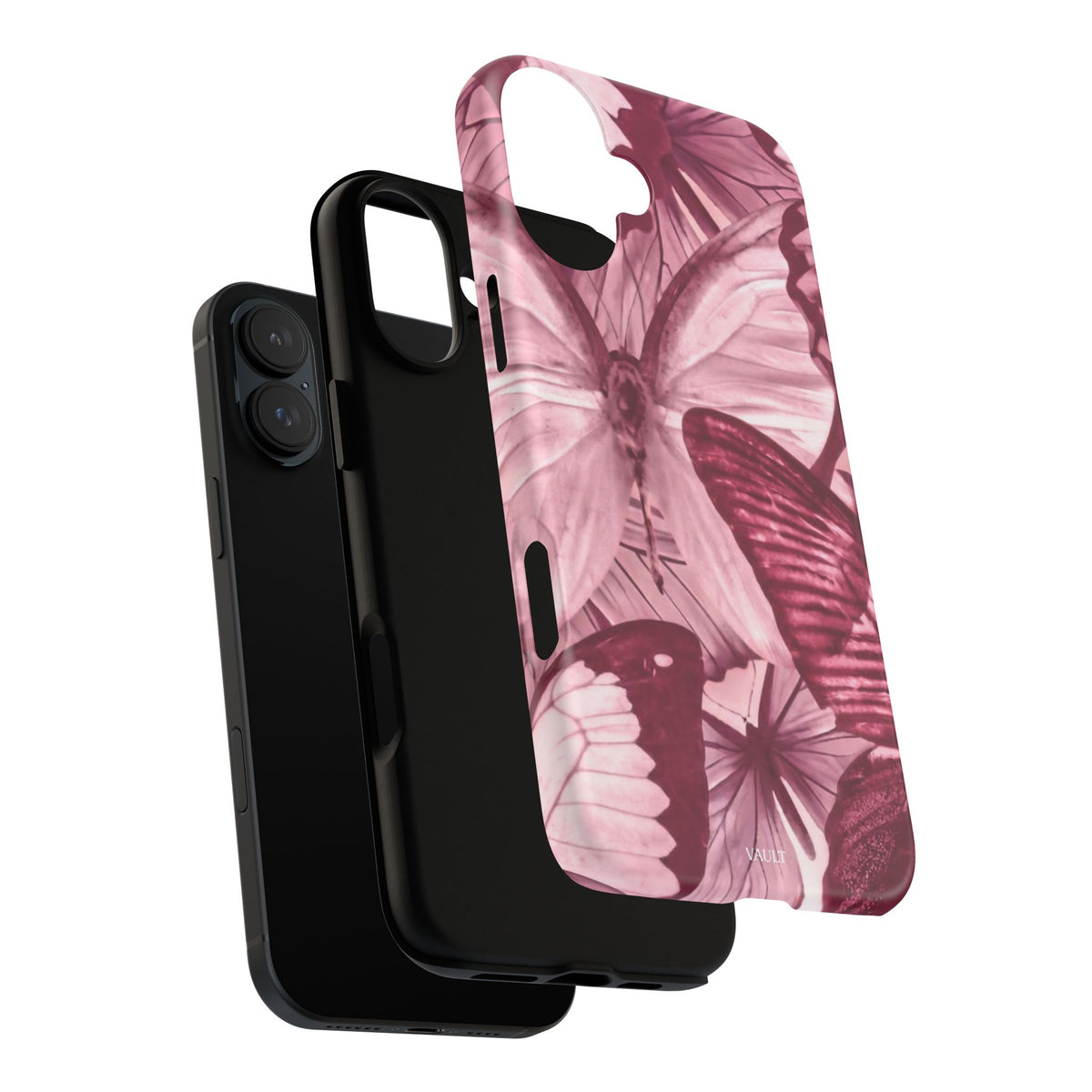 Butterfly Tough Phone Case — Vintage Pink Floral Protective Cover