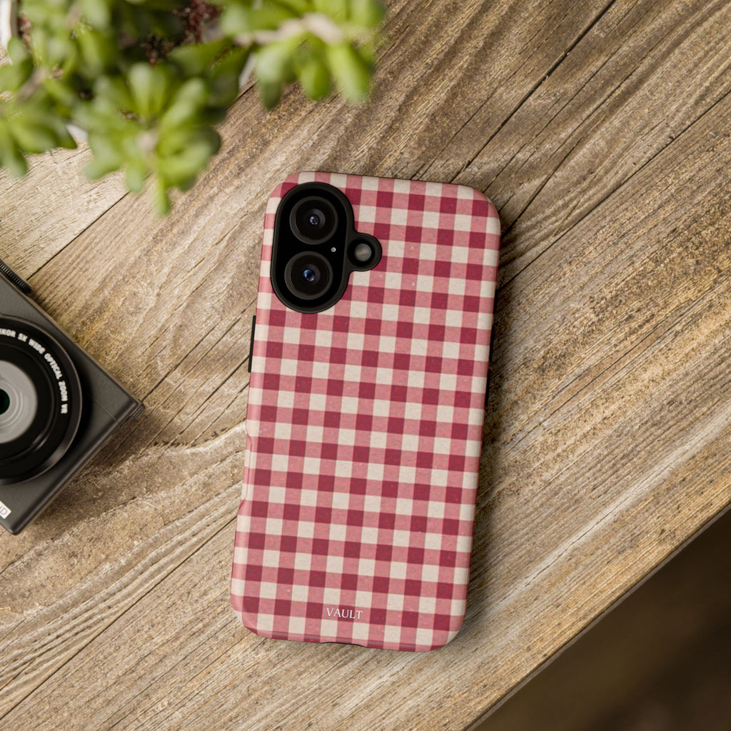 Gingham Phone Case — Red Plaid Tough Case