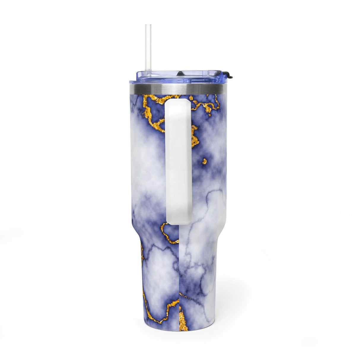 40oz Marble Thermal Tumbler - Blue & Gold Veined Vacuum Cup