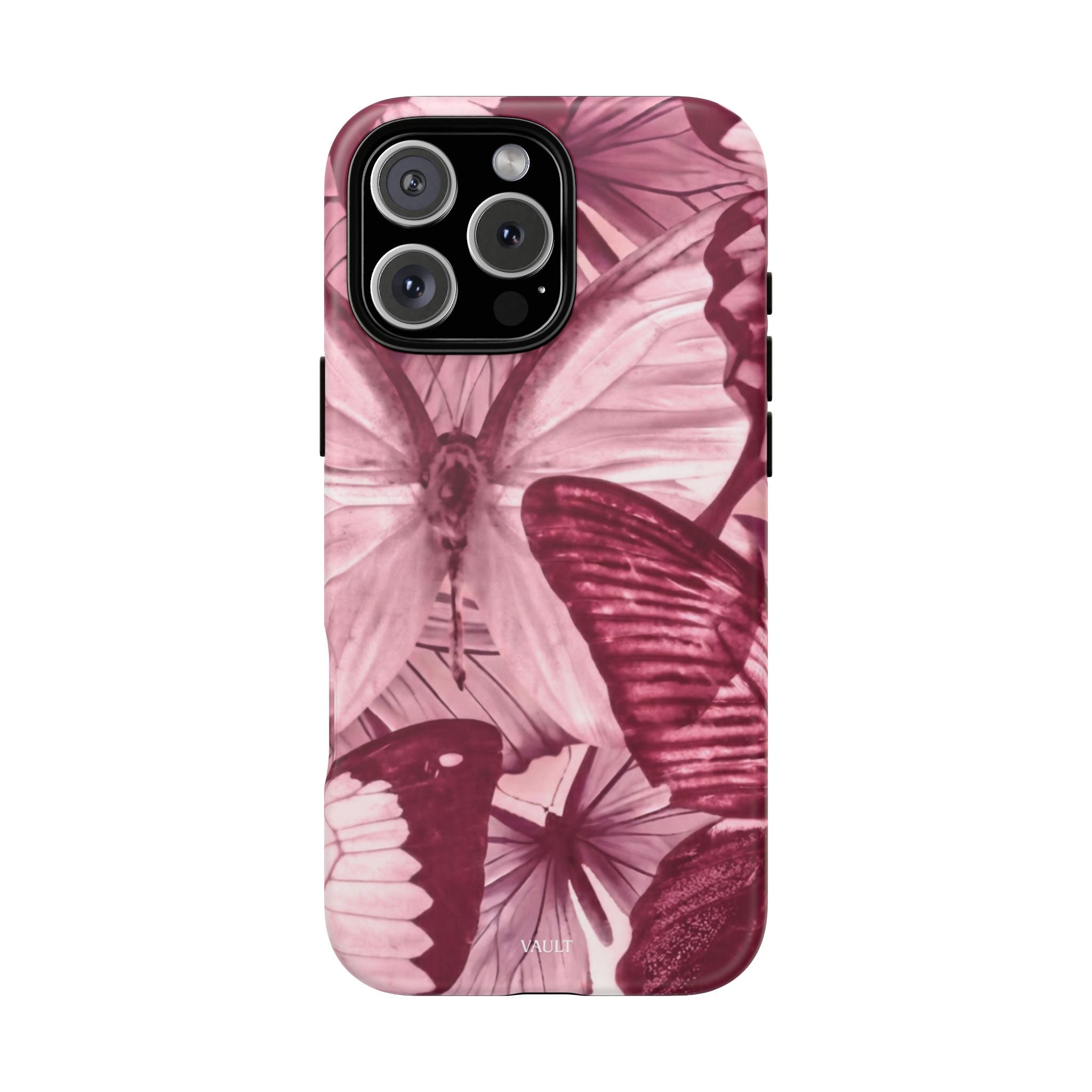 Butterfly Tough Phone Case — Vintage Pink Floral Protective Cover