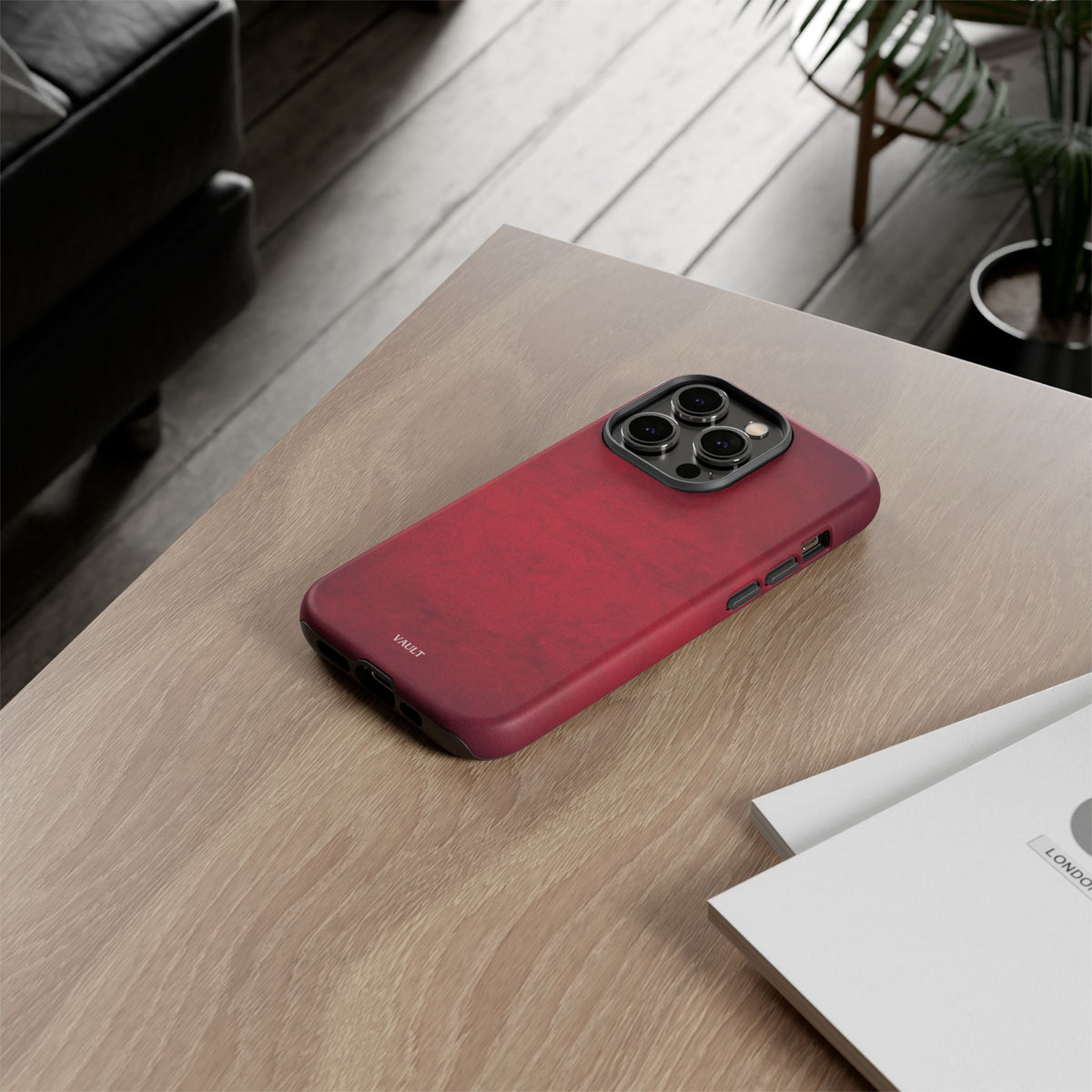 Red Leather Texture Phone Case Impact-Resistant Case