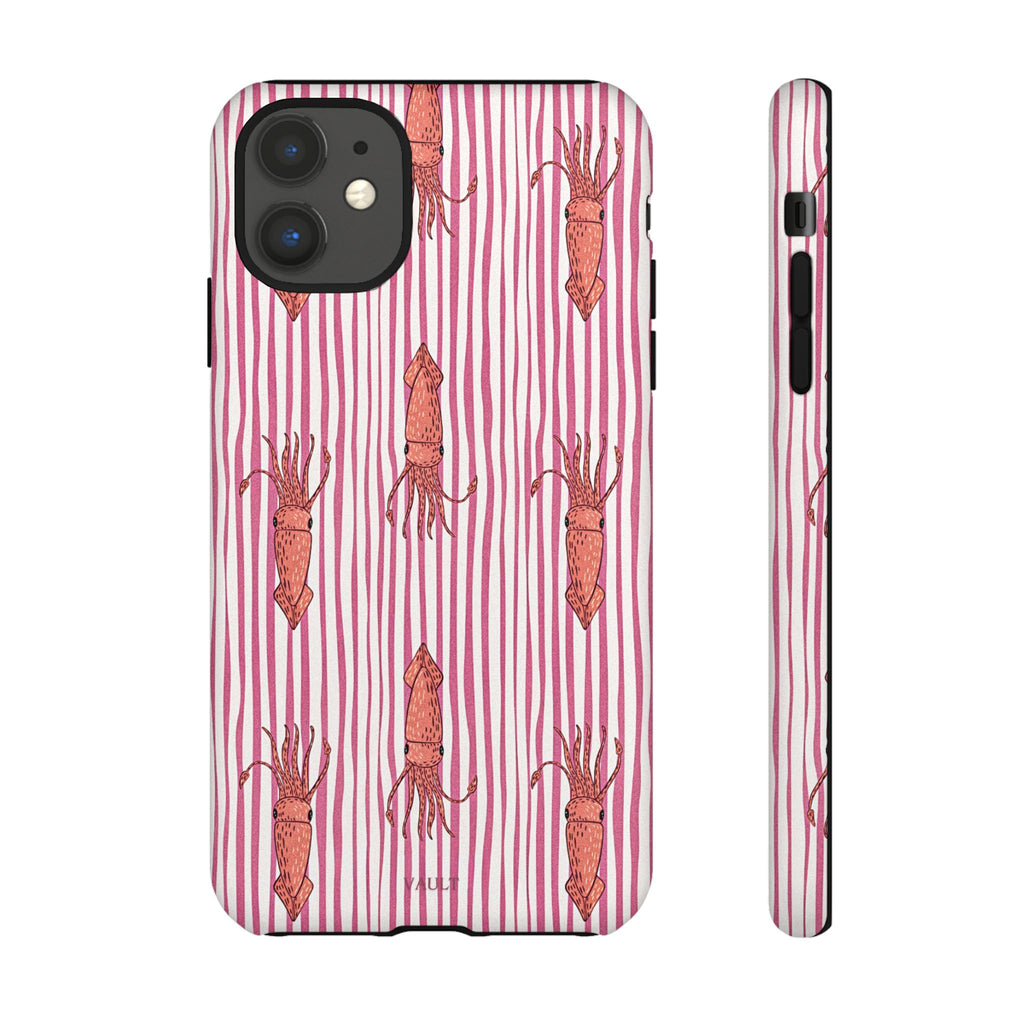 Squid Stripe Phone Case — Pink Nautical Sea Creature Pattern