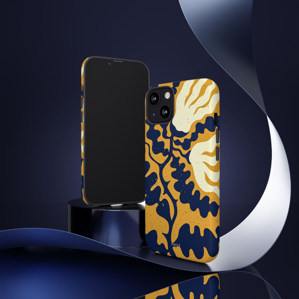 Bold Abstract Floral Phone Case (Navy & Mustard)