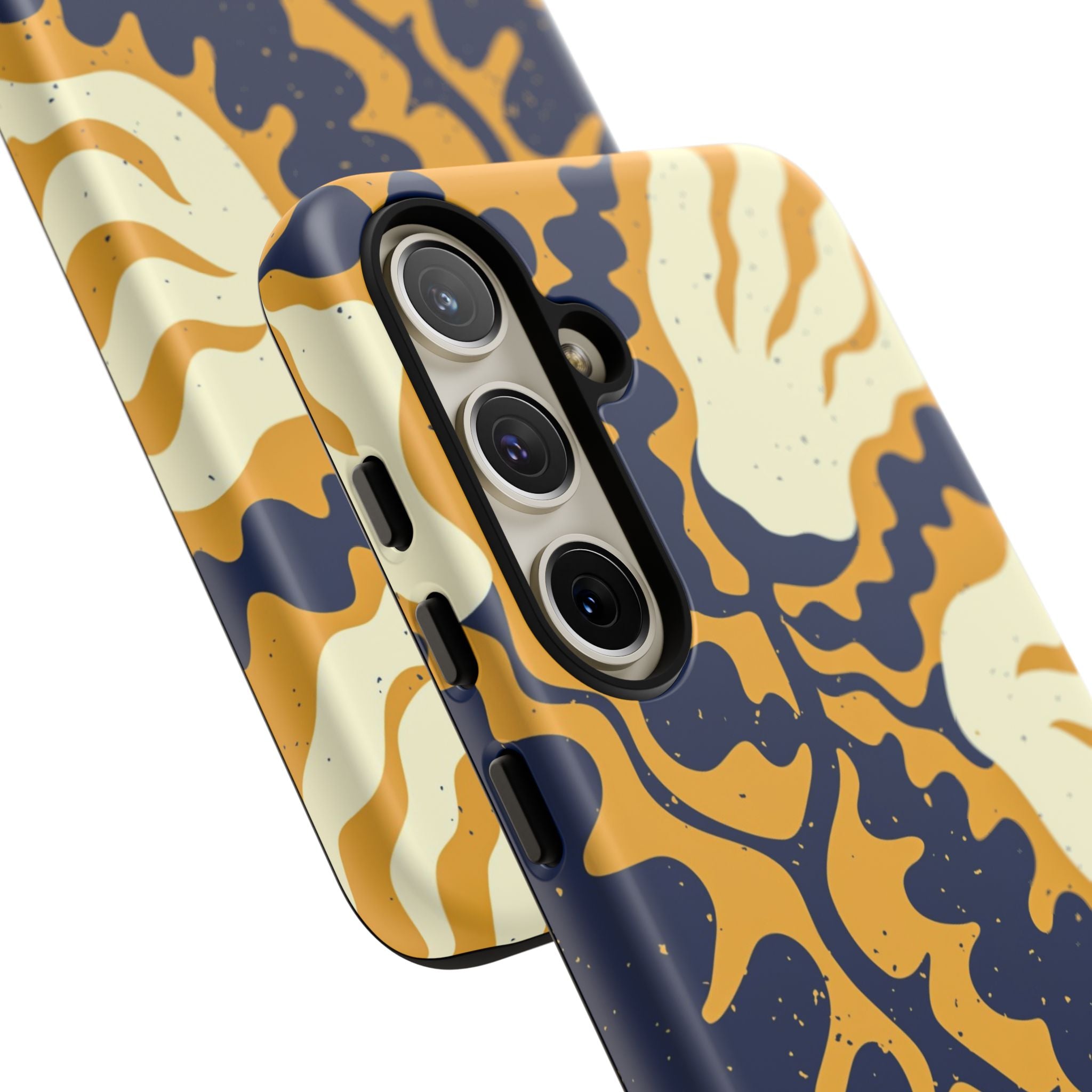 Bold Abstract Floral Phone Case (Navy & Mustard)