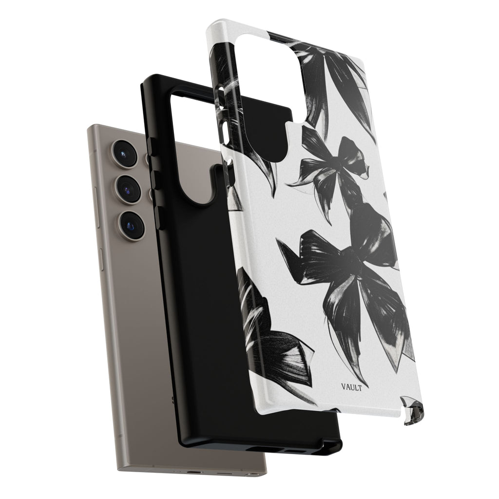 Floral Brushstroke Phone Case — Black & White Botanical Tough Case