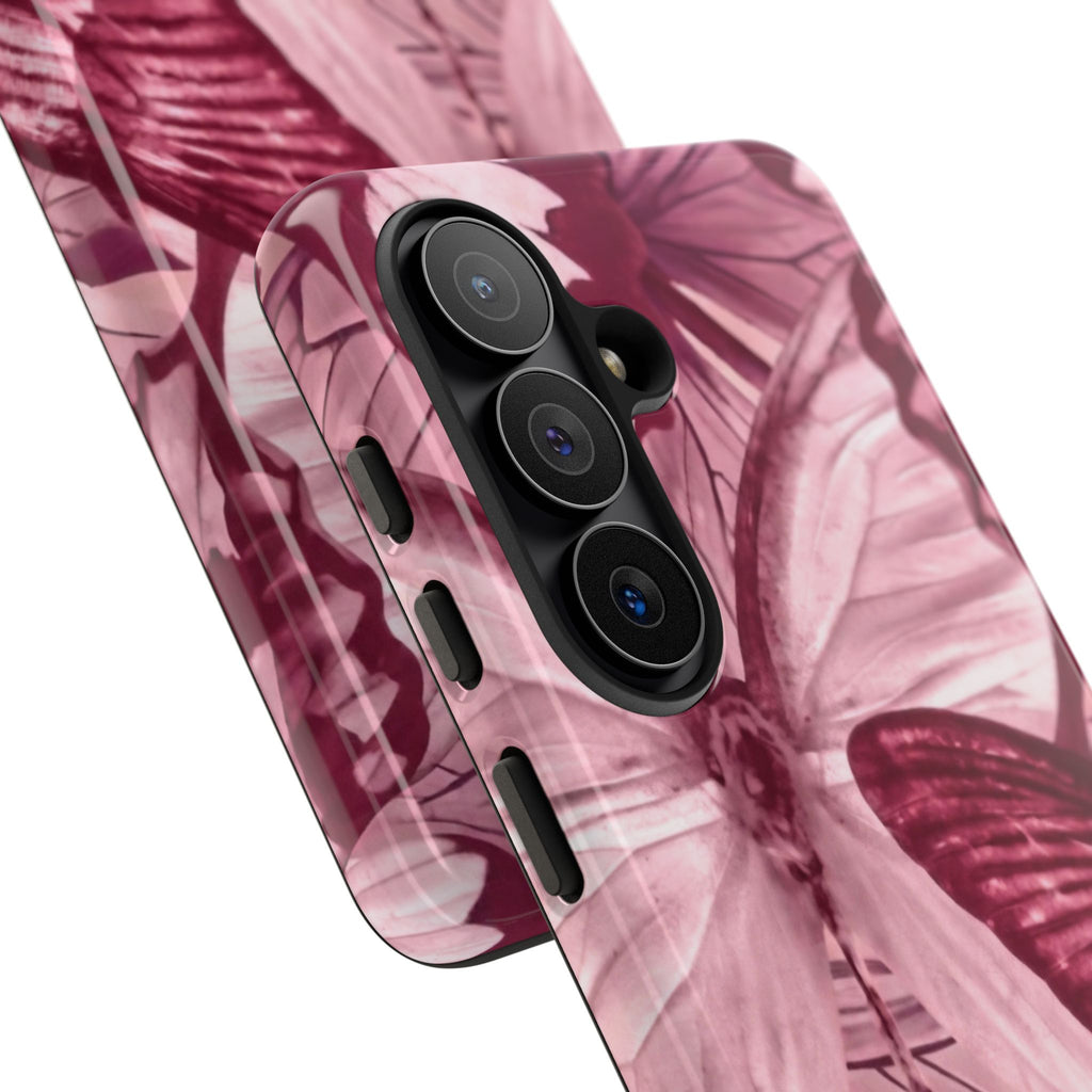 Butterfly Tough Phone Case — Vintage Pink Floral Protective Cover