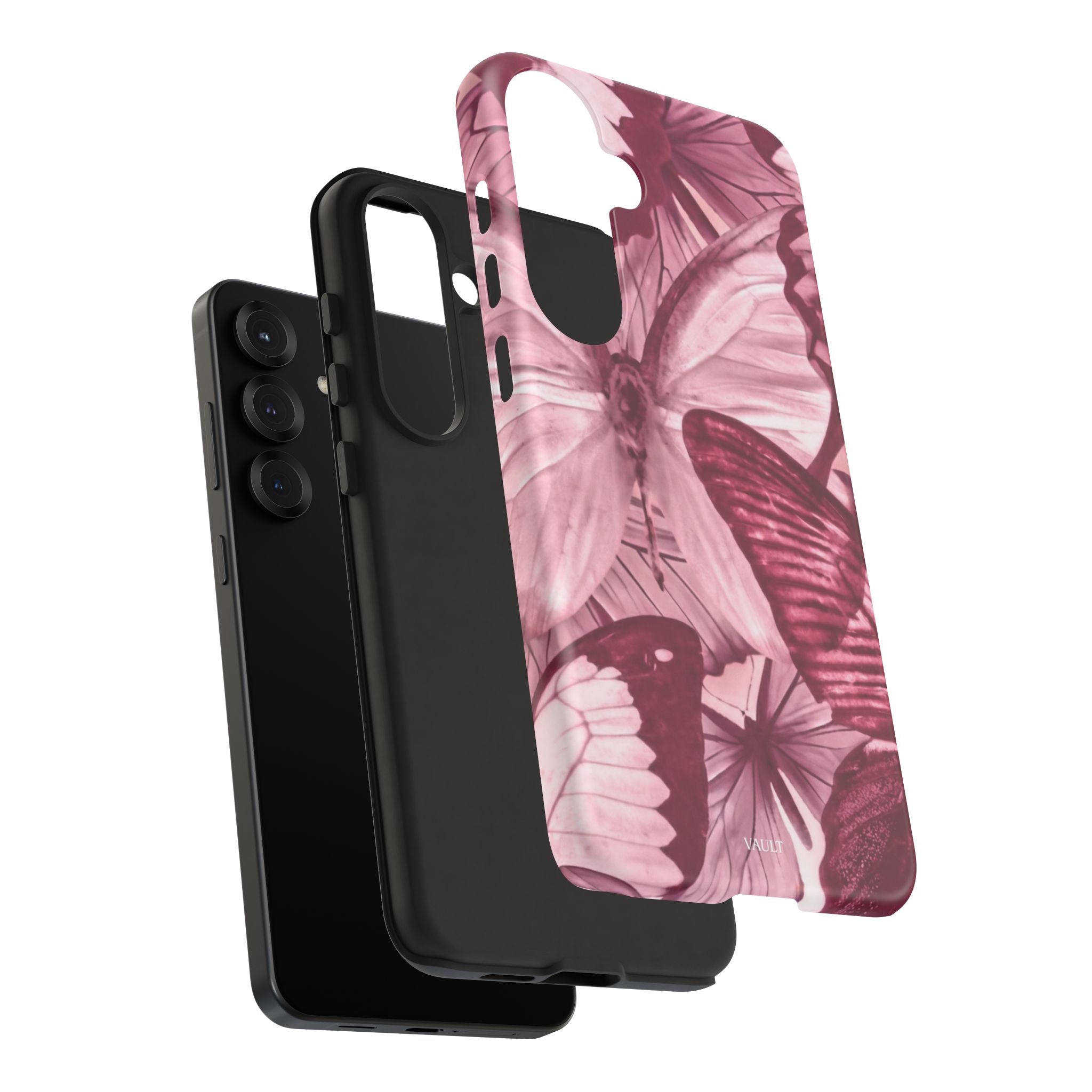Butterfly Tough Phone Case — Vintage Pink Floral Protective Cover